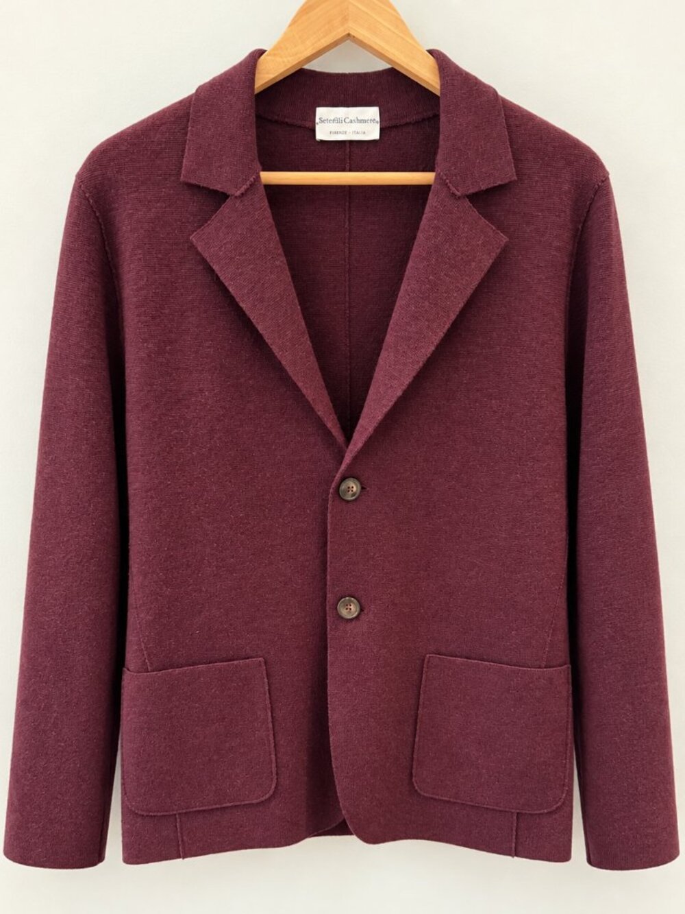Settefili Cashmere Burgundy Merino Wool Knit Blazer | Fits Like 40R